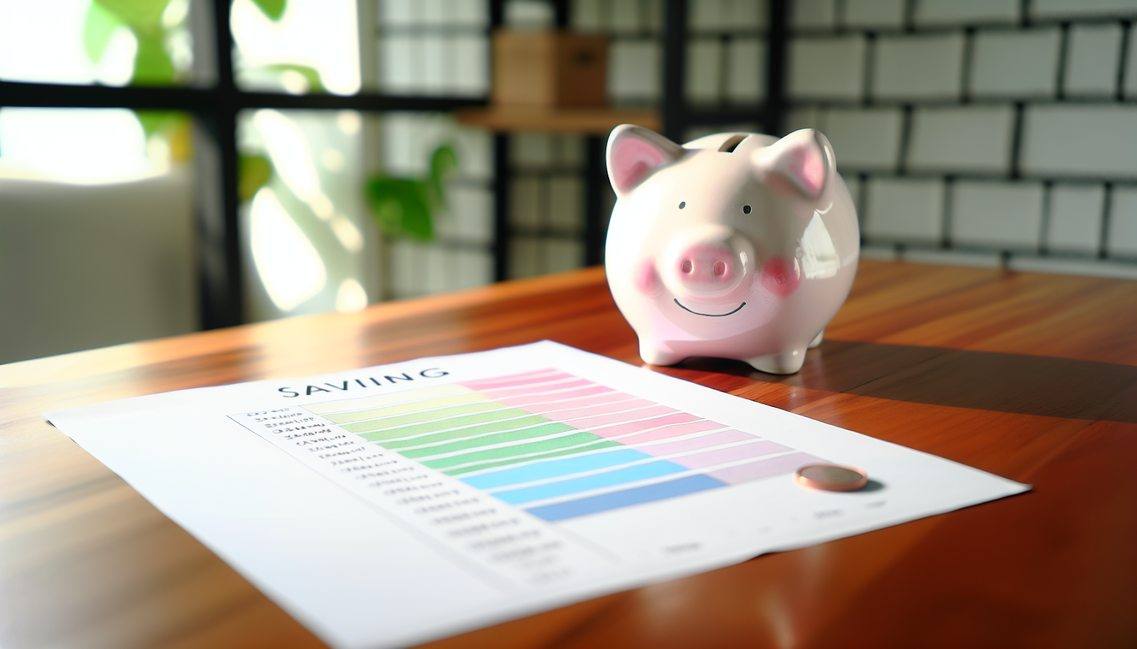 Savings chart and piggy bank